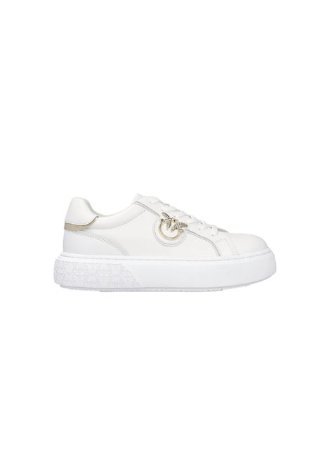 Sneakers Pinko donna Yoko SS0003P014 Bianche pelle ginnastica scarpe dettaglio flatform PINKO | SS0003P014ZIA