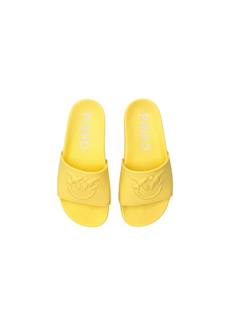 Ciabatte Pinko donna Dilly SS0093E027 Gialle gommate fascia logo rilievo PINKO | Ciabatte | SS0093E027H26