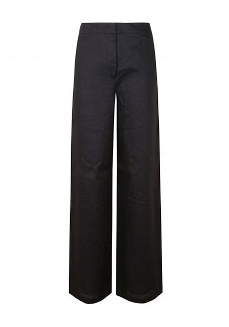 Pantalone Studio Max Mara donna Garibo 2516131012600 Nero lino zip gamba larga STUDIO | 2516131012600035