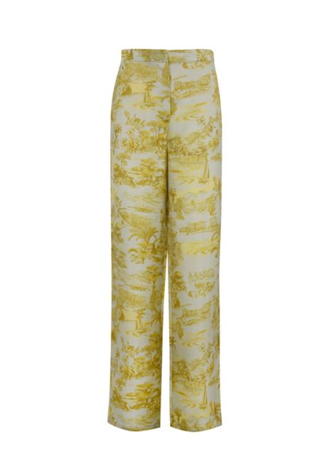 Pantalone Studio Max Mara donna Zeus 2516131051600 Fantasia seta palazzo tasche gamba larga STUDIO | Pantaloni | 2516131051600002