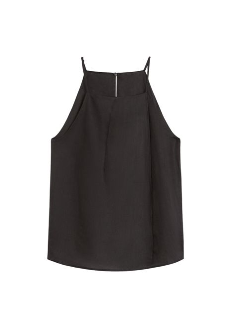 Top Studio donna 2516161042600 Nero ramiè spalline sottili scollo dritto chiusura a goccia svasata STUDIO | Top | 2516161042600003