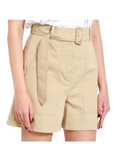 Bermuda Weekend donna Cirino 25115141012600 Beige cotone lino zip bottone regolare tasche WEEKEND | Bermuda | 25115141012600002