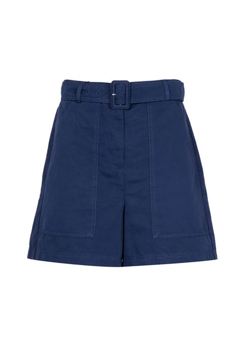 Bermuda Weekend donna Cirino 25115141012600 Blu cotone lino passanti cintura zip bottone WEEKEND | Bermuda | 25115141012600005