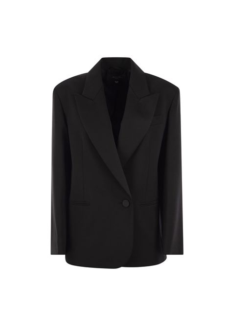 Blazer Weekend donna SAVA 2515041071600 Nero monopetto misto lana over raso WEEKEND | Giacche | 2515041071600003
