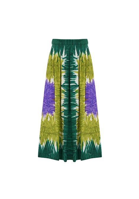Gonna Weekend donna Circeo 2515101036600 Verde cotone zip ampia stampa WEEKEND | Gonne | 2515101036600001