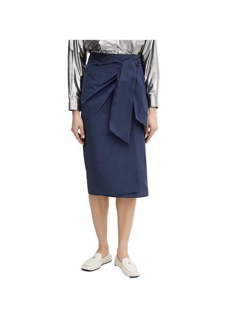 Gonna Weekend donna Narsete 2515101042600 Blu taffetà poirtafoglio fiocco asimmetrico dritta poliestere cotone WEEKEND | Gonne | 2515101042600011