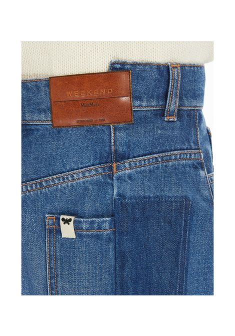 Gonna Weekend donna Gesso 2515101061600 Blu denim svasata tasche tagli rivetti zip chiodo WEEKEND | Jeans | 2515101061600008