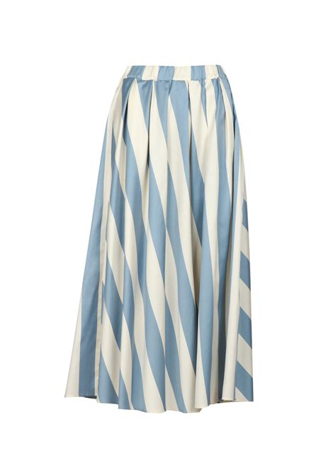 Gonna Weekend donna Vidim 2515101062600 Bianca cotone seta righe azzurre verticali elastico regolare WEEKEND | Gonne | 2515101062600002