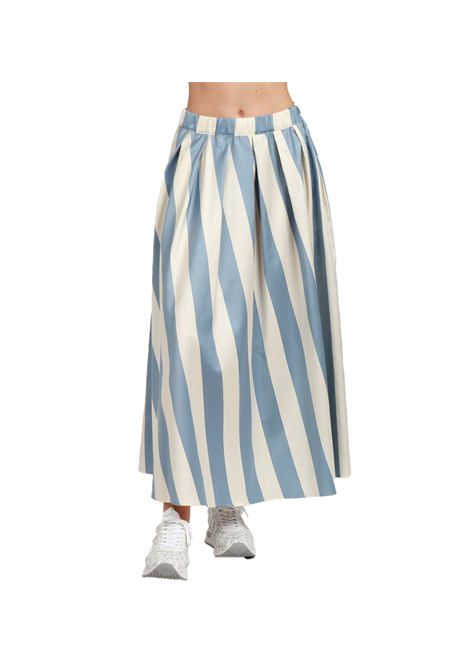 Gonna Weekend donna Vidim 2515101062600 Bianca cotone seta righe azzurre verticali elastico regolare WEEKEND | Gonne | 2515101062600002