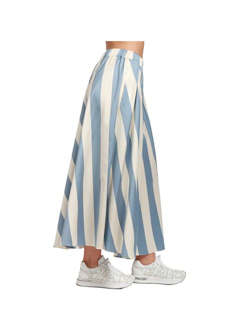 Gonna Weekend donna Vidim 2515101062600 Bianca cotone seta righe azzurre verticali elastico regolare WEEKEND | Gonne | 2515101062600002