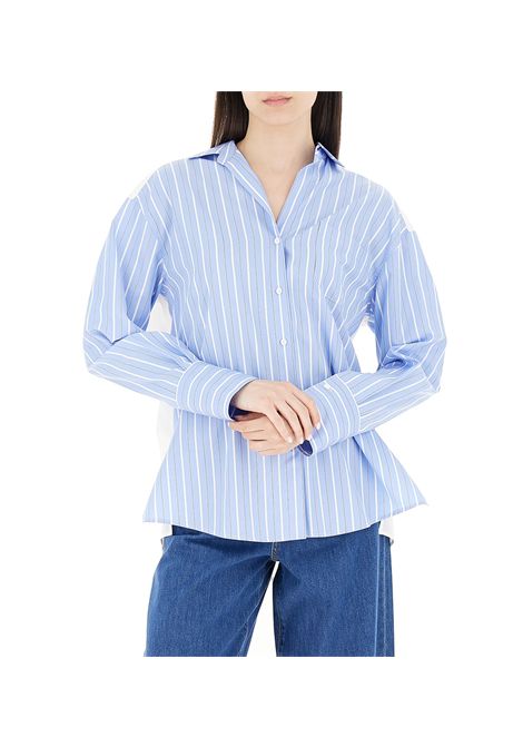Camicia Weekend donna Nadar 2515111022600 Celeste scollo V maniche lunghe inserto pizzo floreale macramè WEEKEND | Camicia | 2515111022600059