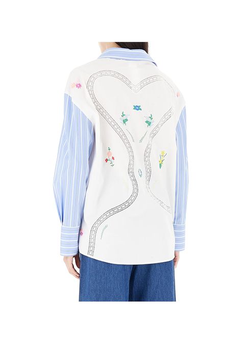 Camicia Weekend donna Nadar 2515111022600 Celeste scollo V maniche lunghe inserto pizzo floreale macramè WEEKEND | Camicia | 2515111022600059