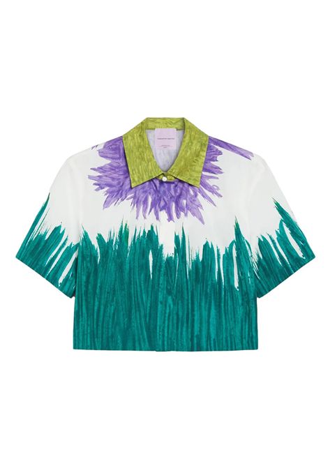 Camicia Weekend donna Quero 2515111026600 Verde cropped cotone colletto classico manica corta bottoni WEEKEND | Camicia | 2515111026600001