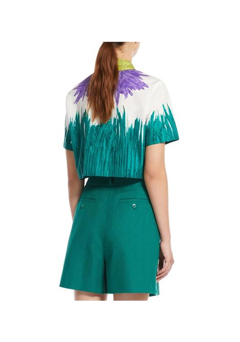 Camicia Weekend donna Quero 2515111026600 Verde cropped cotone colletto classico manica corta bottoni WEEKEND | Camicia | 2515111026600001