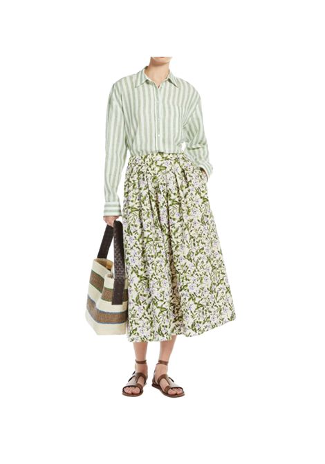 Camicia Weekend donna Nolana 2515111072600 Verde righe lino cotone punta bottoni WEEKEND | Camicia | 2515111072600019