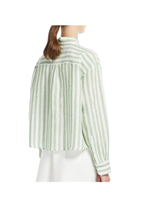 Camicia Weekend donna Nolana 2515111072600 Verde righe lino cotone punta bottoni WEEKEND | Camicia | 2515111072600019