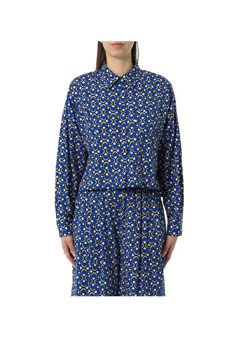 Camicia Weekend donna Ragtime 2515111112600 Blu cropped asimmetrico cotone bottoni dritta WEEKEND | Camicia | 2515111112600005