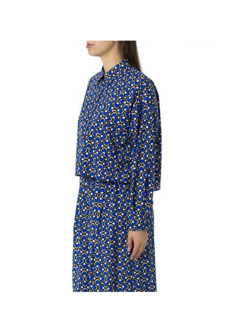 Camicia Weekend donna Ragtime 2515111112600 Blu cropped asimmetrico cotone bottoni dritta WEEKEND | Camicia | 2515111112600005