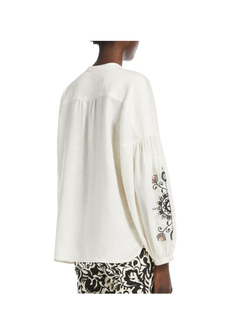 Camicia Weekend donna Ilex 2515111122600 Beige lino maniche lunghe ricamato coreana spacchi bottoni WEEKEND | Camicia | 2515111122600022
