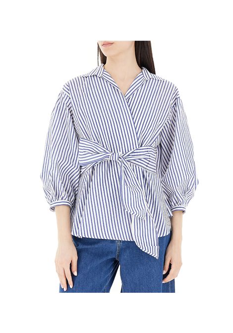 Camicia Weekend donna Ceci 2515111142600 Blu righe bianco cotone seta punta palloncino fusciacca WEEKEND | Camicia | 2515111142600007