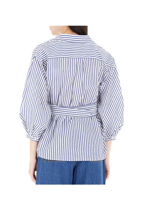 Camicia Weekend donna Ceci 2515111142600 Blu righe bianco cotone seta punta palloncino fusciacca WEEKEND | Camicia | 2515111142600007