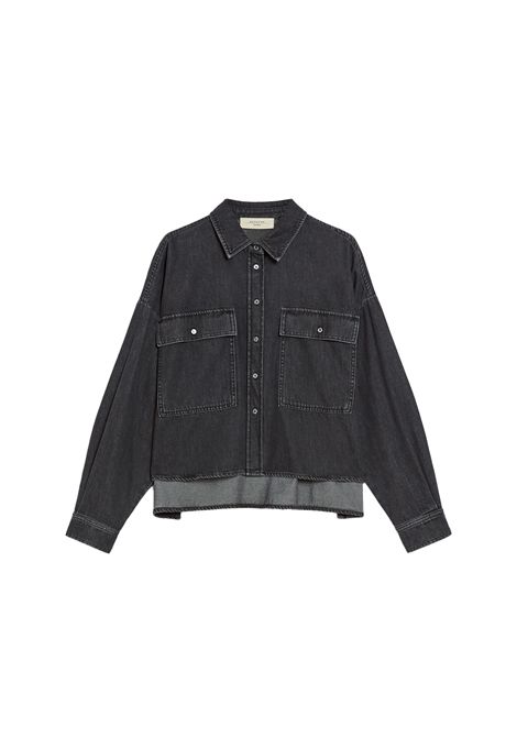 Camicia Weekend donna Zemira 2515111151600 Nero denim cotone colletto maniche lunghe orlo asimmetrico bottoni WEEKEND | Camicia | 2515111151600007