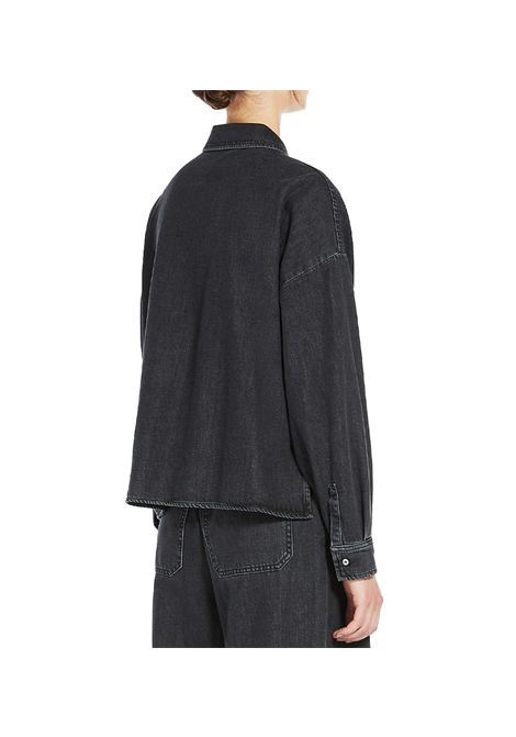 Camicia Weekend donna Zemira 2515111151600 Nero denim cotone colletto maniche lunghe orlo asimmetrico bottoni WEEKEND | Camicia | 2515111151600007