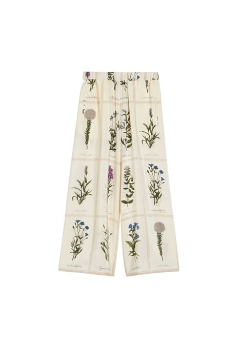 Pantalone Weekend donna Lory 2515131012600 Beige seta gamba larga stampata cropped elasticizzata WEEKEND | Pantalone | 2515131012600001