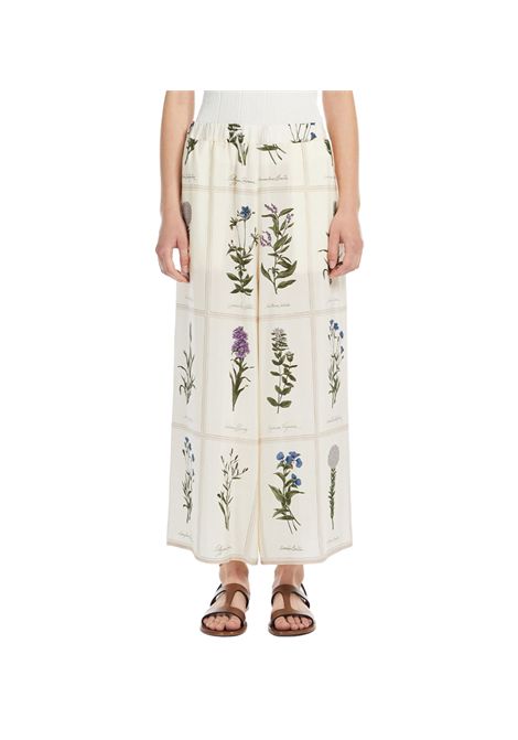 Pantalone Weekend donna Lory 2515131012600 Beige seta gamba larga stampata cropped elasticizzata WEEKEND | Pantalone | 2515131012600001
