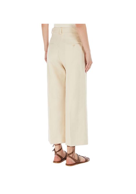 Pantalone Weekend donna Zircone 2515131032600 Beige cotone cropped francese lino zip filetto WEEKEND | Pantalone | 2515131032600016