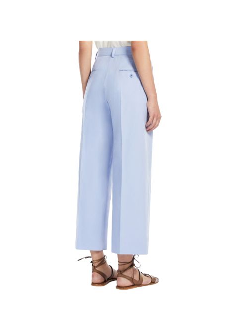 Pantalone Weekend donna Zircone 2515131032600 Celeste cotone lino cropped gamba larga francese zip WEEKEND | Pantalone | 2515131032600018