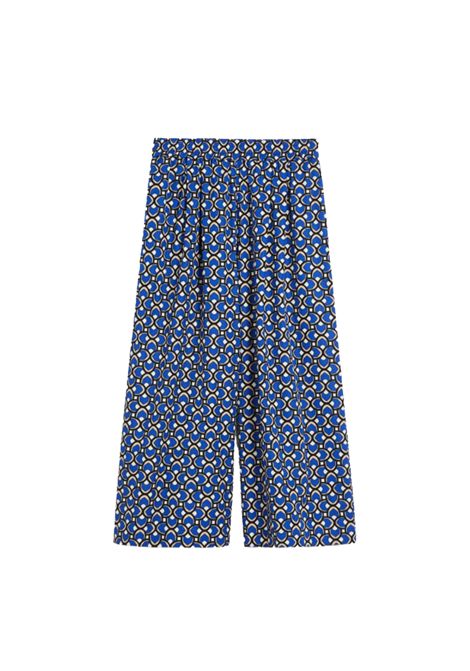 Pantalone Weekend donna Virgin 2515131102600 Blu cropped cotone pinces gamba ampia WEEKEND | 2515131102600005
