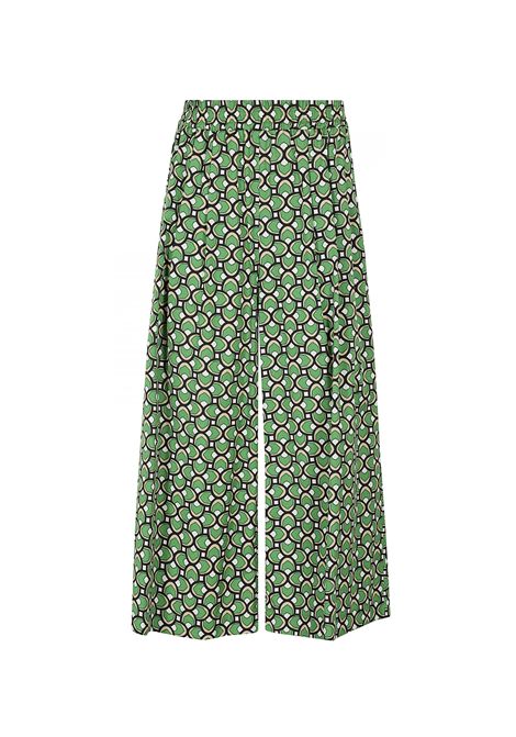 Pantalone Weekend donna Virgin 2515131102600 Verde cotone cropped pinces gamba larga WEEKEND | 2515131102600006