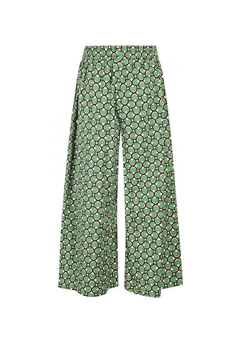 Pantalone Weekend donna Virgin 2515131102600 Verde cotone cropped pinces gamba larga WEEKEND | Pantalone | 2515131102600006