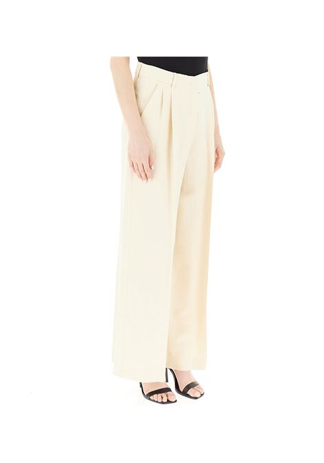 Pantalone Weekend donna Veliero 2515131132600 Beige palazzo lino viscosa gamba ampia pinces WEEKEND | Pantalone | 2515131132600004