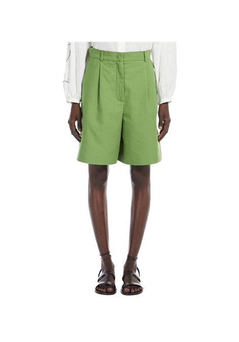 Bermuda Weekend donna Ecuba 2515141032600 Verde cotone lino linea svasata zip patta gangetto WEEKEND | Bermuda | 2515141032600006