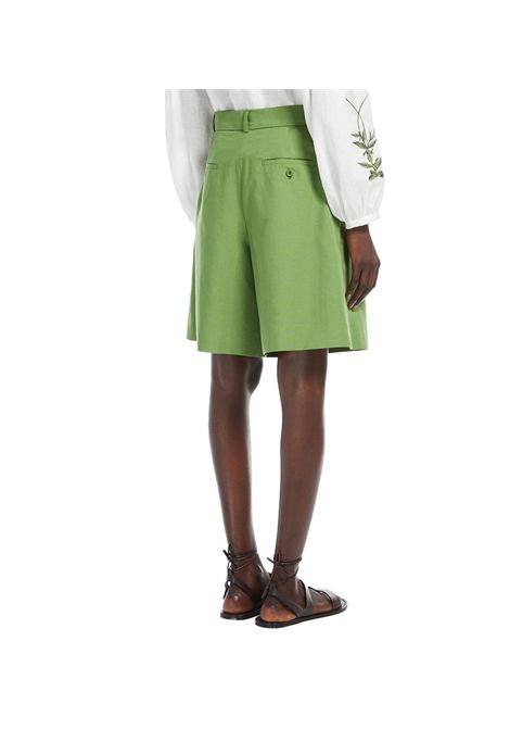 Bermuda Weekend donna Ecuba 2515141032600 Verde cotone lino linea svasata zip patta gangetto WEEKEND | Bermuda | 2515141032600006
