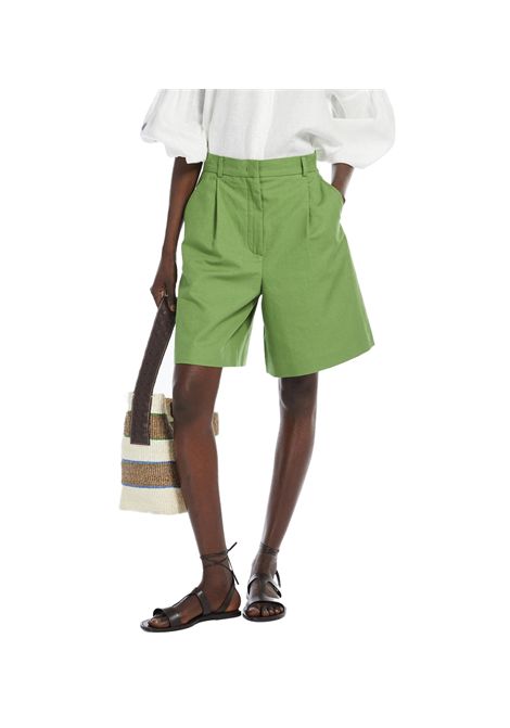 Bermuda Weekend donna Ecuba 2515141032600 Verde cotone lino linea svasata zip patta gangetto WEEKEND | Bermuda | 2515141032600006