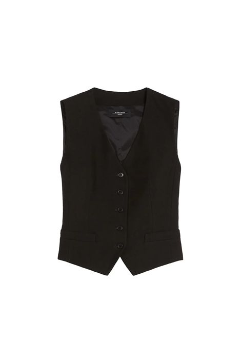 Gilet Weekend donna Pace 2515151012600 Nero viscosa lino cintura fibbia bottoni WEEKEND | Gilet | 2515151012600003