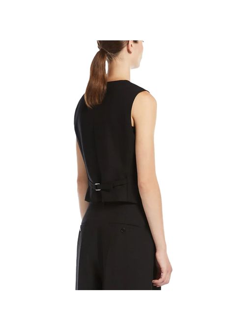 Gilet Weekend donna Pace 2515151012600 Nero viscosa lino cintura fibbia bottoni WEEKEND | Gilet | 2515151012600003