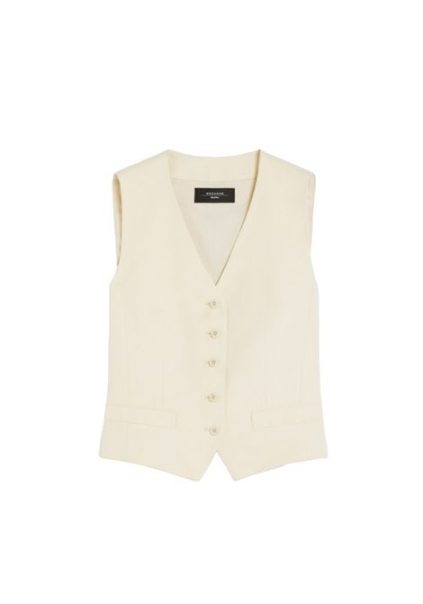 Gilet Weekend donna Pace 2515151012600 Beige viscosa lino fibbia filetto taschini bottoni WEEKEND | Gilet | 2515151012600004