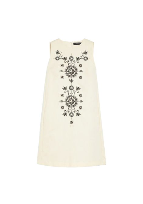Abito Weekend donna Donald 2515221012600 Beige cotone lino ricamo trapezio goccia scollo WEEKEND | Abiti | 2515221012600004