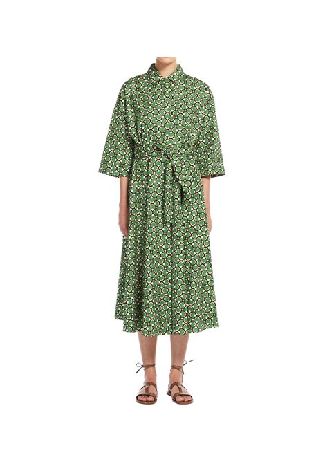 Abito Weekend donna Varenna 2515221152600 Verde cotone all over stampa geometrica beige nero svasato WEEKEND | Abiti | 2515221152600006