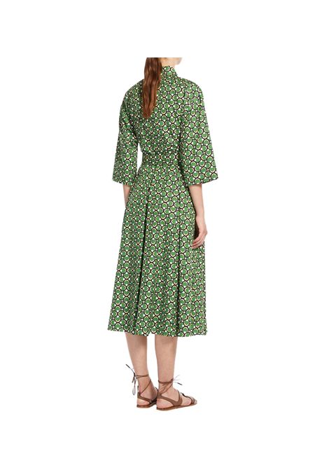 Abito Weekend donna Varenna 2515221152600 Verde cotone all over stampa geometrica beige nero svasato WEEKEND | Abiti | 2515221152600006