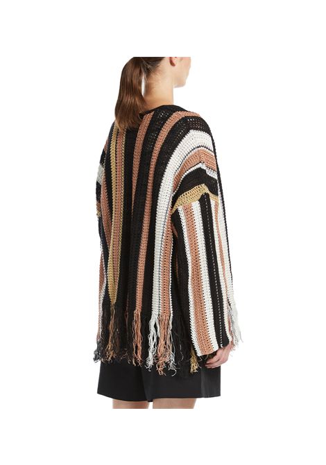 Cardigan Weekend donna Epsilon 2515341022600 Fantasia lino uncinetto oversize maniche lunghe frange WEEKEND | Cardigan | 2515341022600018