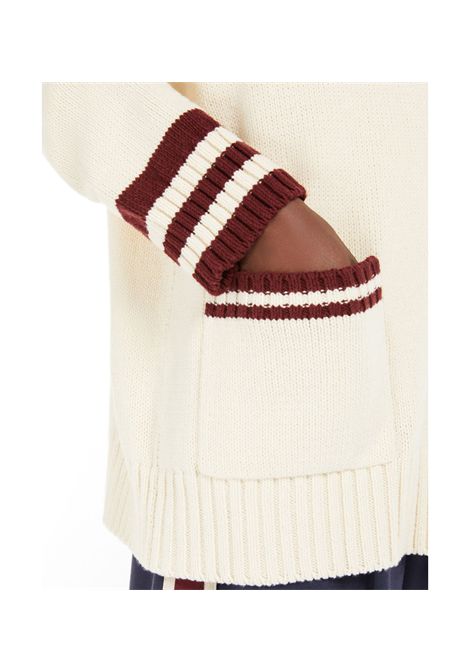 Cardigan Weekend donna Vicolo 2515341061600 Beige cotone righe contrasto bottoni effeto corno tasche scollo a v WEEKEND | Cardigan | 2515341061600018