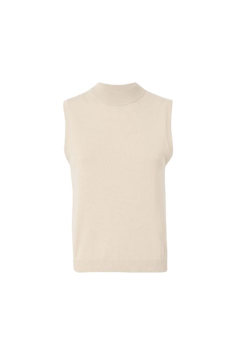 Top Weekend donna Belgio 2515361065106 Beige viscosa regular orlo a coste WEEKEND | Maglie | 2515360161001