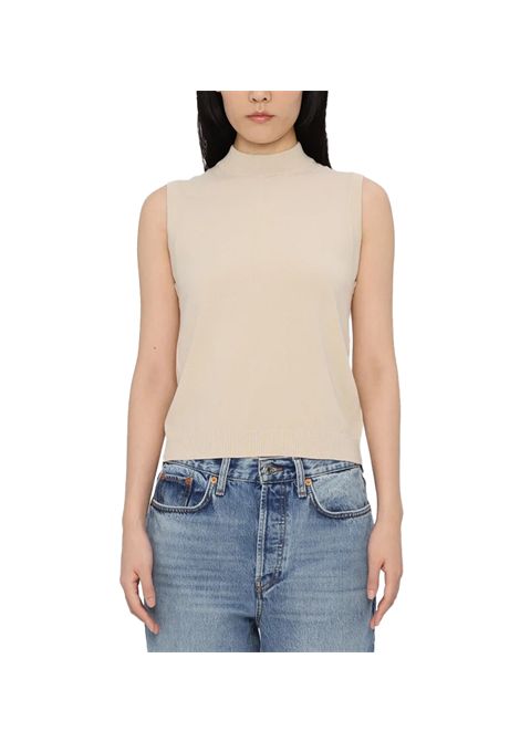 Top Weekend donna Belgio 2515361065106 Beige viscosa regular orlo a coste WEEKEND | Maglie | 2515360161001
