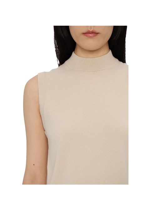 Top Weekend donna Belgio 2515361065106 Beige viscosa regular orlo a coste WEEKEND | Maglie | 2515360161001