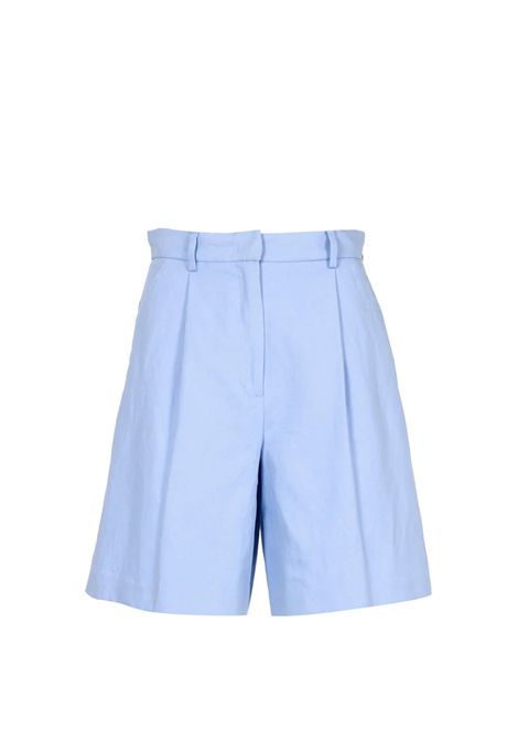 Bermuda Weekend donna Ecuba 2515141032600 Celeste cotone lino svasata pences passanti per cintura tasche a filetto zip patta gancetto WEEKEND | Bermuda | 251541032600018